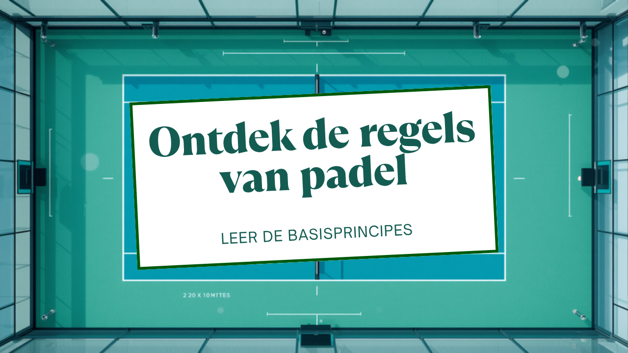 Schematische weergave van een padelbaan met afmetingen