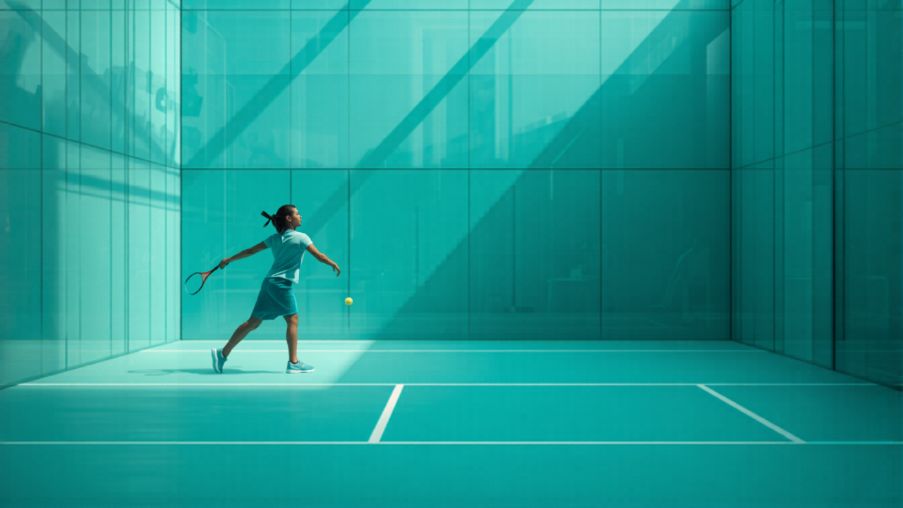 Padel voor beginners op een baan met glazen wanden